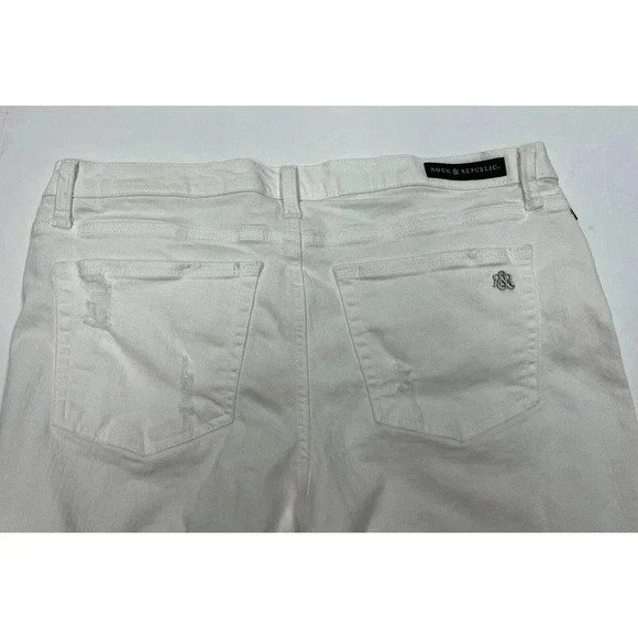 Rock & Republic Kendall Straight Leg White Distressed Cropped Jeans - Plus Sz 16 - Picture 8 of 12